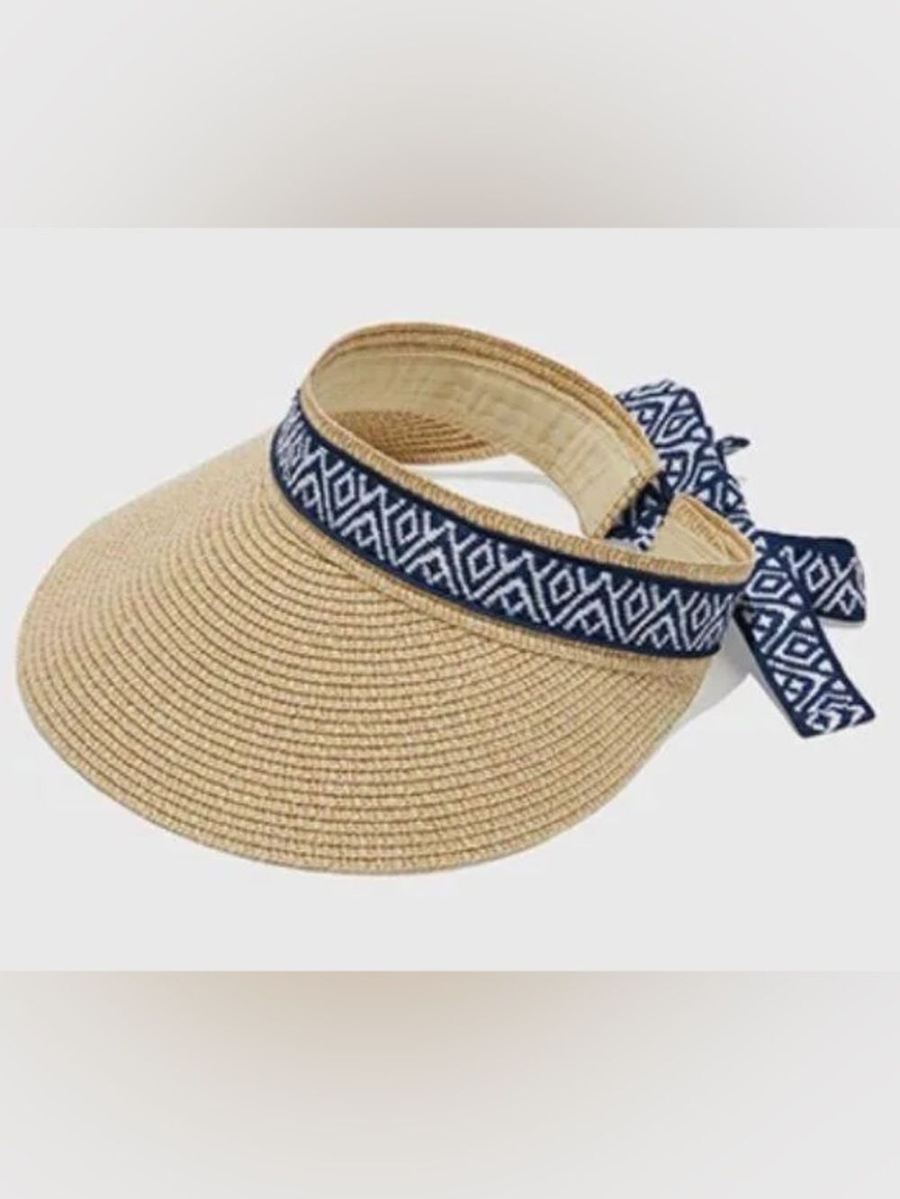 SEA & GRASS X Fabfitfun Straw Visor with Ribbon Beachy Summer Hat New with tag